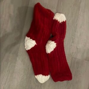 Cozy Red and White Socks